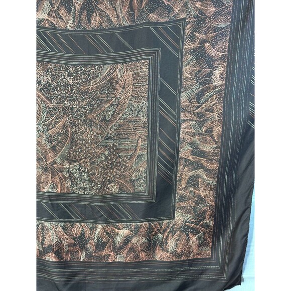 Ladies Scarf 100% Silk Hand Painted & Hand Rolled Brown 31in x 29.5in Abstract - Picture 5 of 7